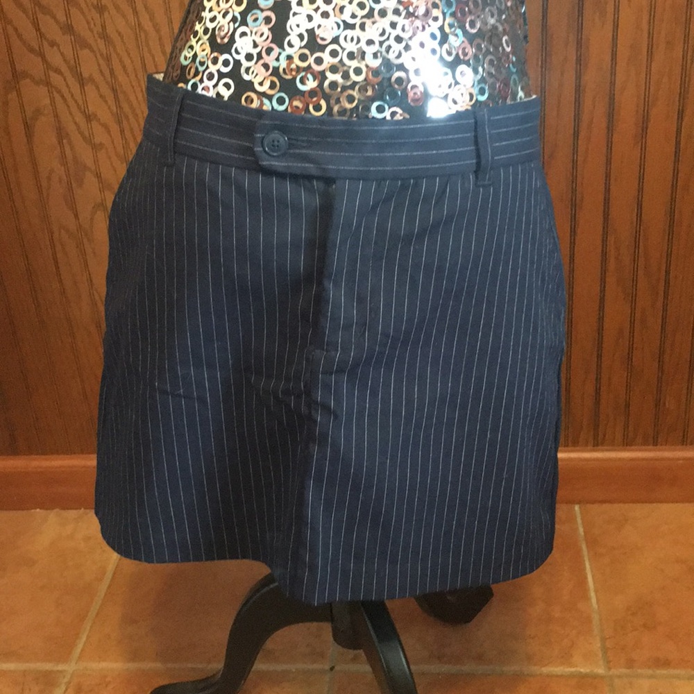 Tommy Jeans navy pinstriped skirt with pockets